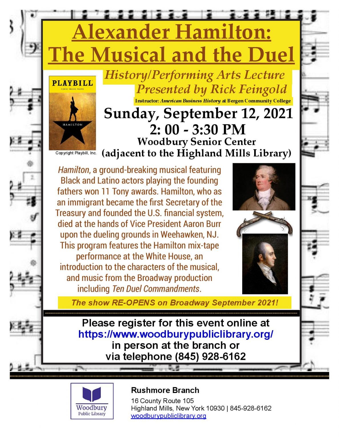 Alexander Hamilton: The Musical And The Duel – 9/12/2021 | Woodbury ...