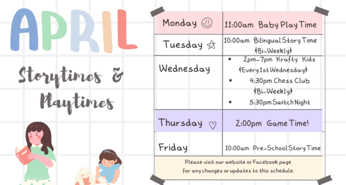 April Storytimes & Playtimes